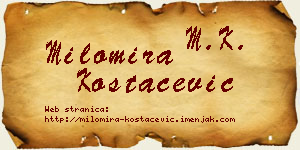 Milomira Kostačević vizit kartica